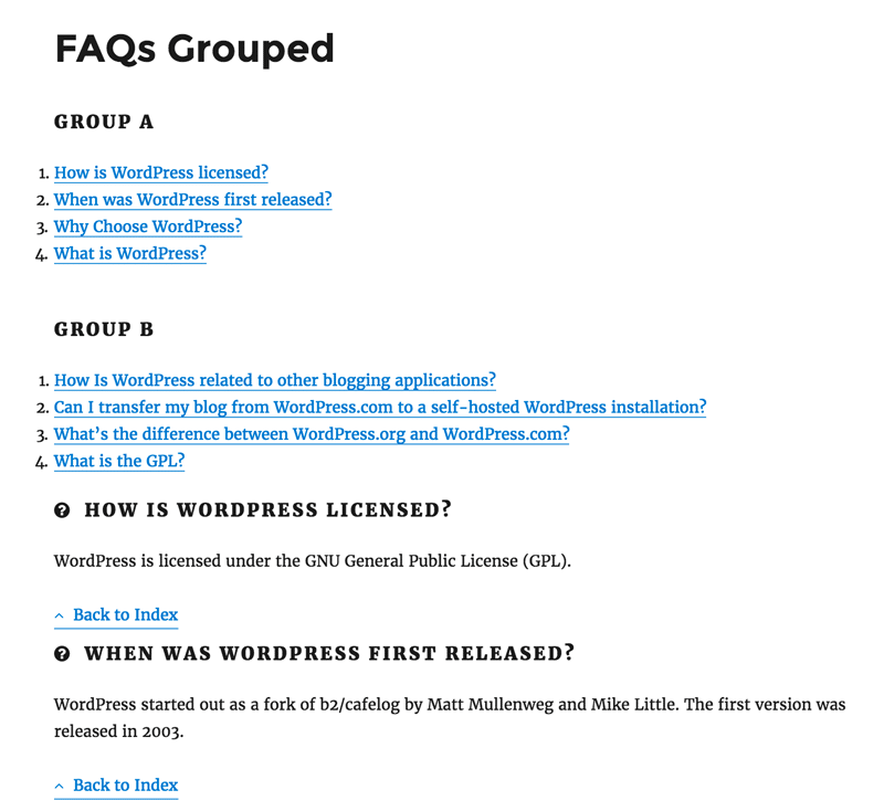 FAQs Grouped
