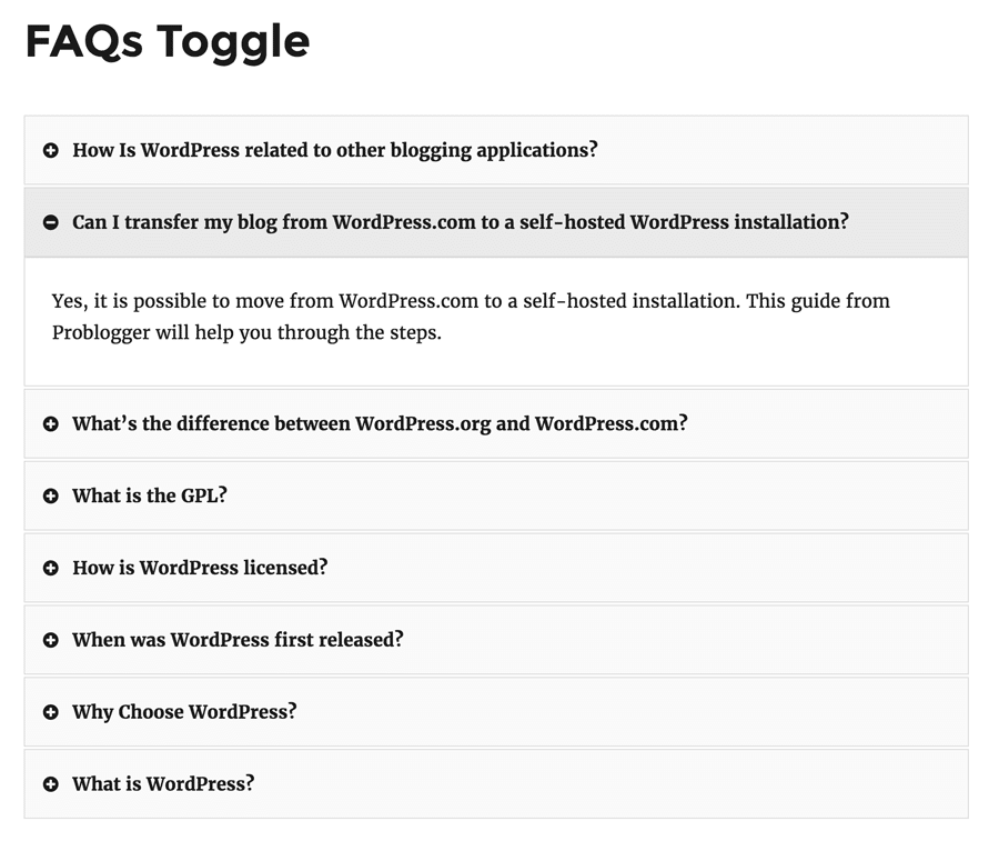 FAQs Toggle